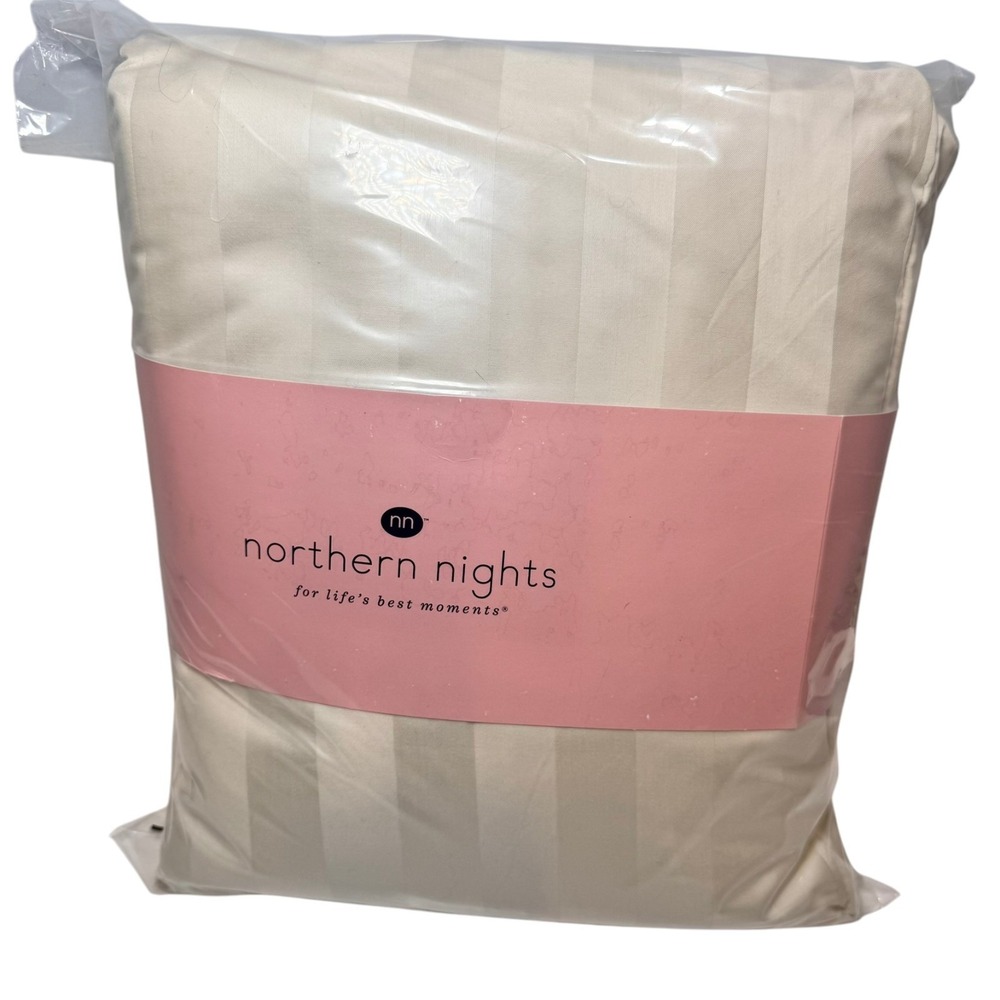 Northern Nights 700 TC Cotton Dobby Stripe Sheet Set-Full-Sand-NEW